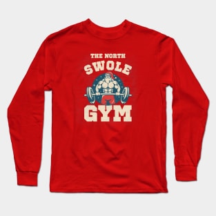 Bodybuilding North Swole Gym Buff Santa Long Sleeve T-Shirt